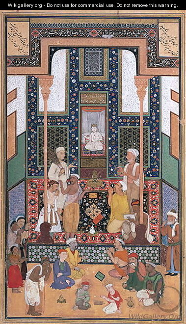 Sadi Visit to an Indian Temple, miniature from a Bustan (The Orchard) by Sadi, Bukhara, Western Uzbekistan, c.1531-32 - Shaykh Zada