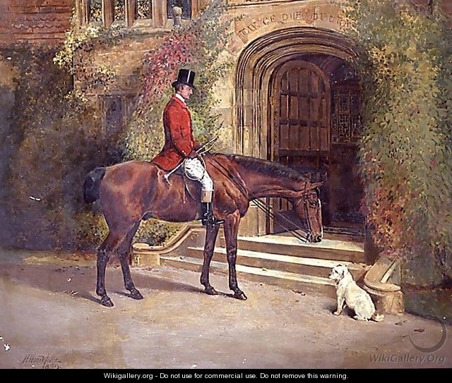 Portrait of the High Sheriff of the County of Rutland seated on his Bay Hunter before Hambleton Hall, 1889 - William Woodhouse