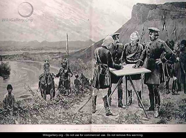 The Afghan Boundary Commission: The Russian and British Commissioners at Zulfikar, Fixing the Site of the First Boundary Post, 12th November, engraved by R. Taylor, from The Illustrated London News, 1st September 1886 - Richard Caton Woodville