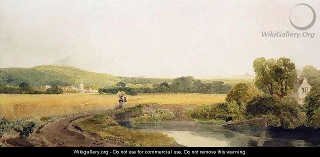 A Cornfield by a Backwater near a Village in the Thames Valley - Peter de Wint