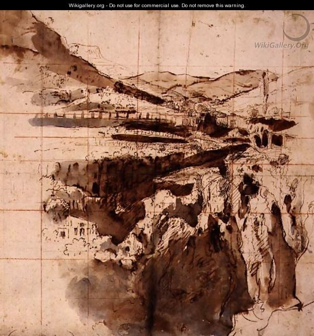 View of Tivoli, 1700-10 (study) - Caspar Andriaans Van Wittel