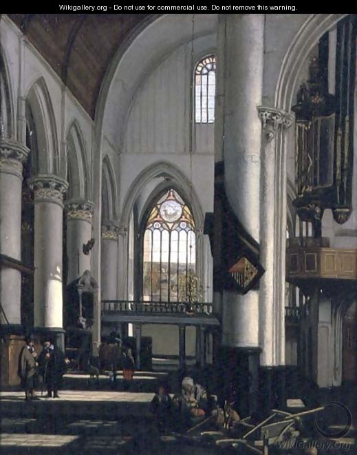 Interior of an Imaginary Protestant Gothic Church - Emanuel de Witte