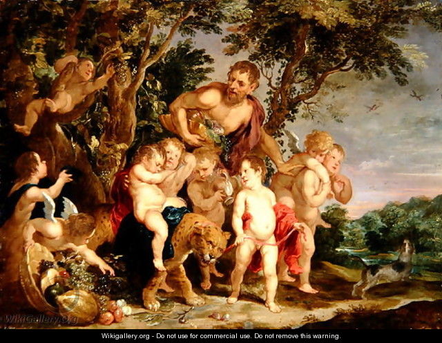 A Bacchanal in a Wooded River Landscape - Victor Wolfvoet