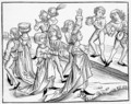 Dancers on Christmas Night punished for their impiety, after a woodcut from Liber Chronicarum Mundi, published Nuremburg, 1493 - Michael Wolgemut