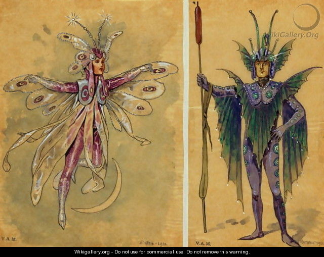 Two costume designs for fairies from 