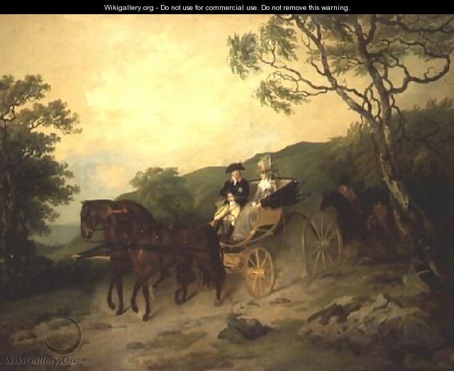 6th Earl and Marquis of Antrim with his wife Letitia driving a phaeton in Glenarm Castle park, Ballymena, Co. Antrim - Francis Wheatley