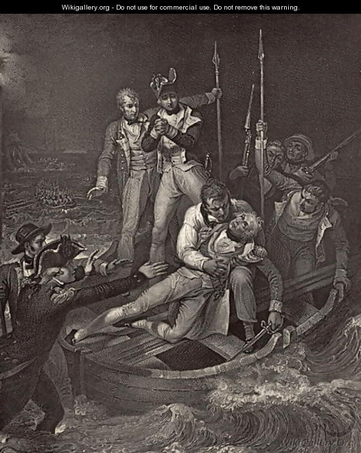 Nelson wounded at Tenerife in 1787, illustration from The Life of Nelson by Robert Southey (1774-1843) first published 1813 - Richard Westall