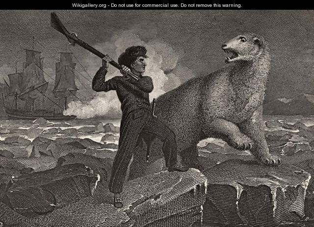 Nelsons encounter with a Bear, illustration from The Life of Nelson by Robert Southey (1774-1843) first published 1813 - Richard Westall