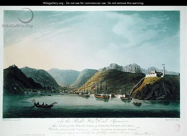 View of the West Side of Porto Ferraio Bay, Elba, engraved by Francis Jukes (1747-1812) published by J. Daniell, April 1814 - (after) Weir, Captain James