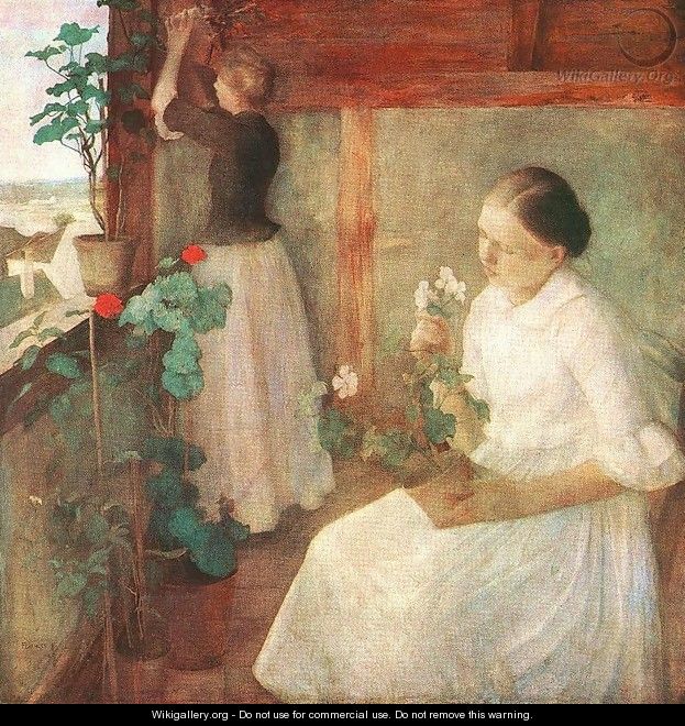 Girls Attending to Flowers 1889 - Karoly Ferenczy