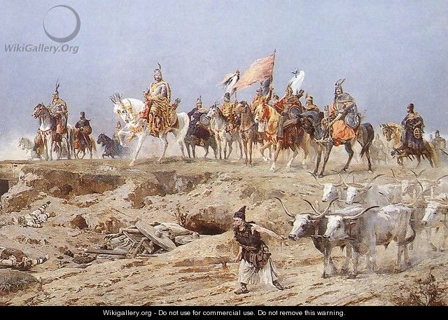 Conquest detail- Prince Arpad and his chieftains 1895 - Arpad Feszty