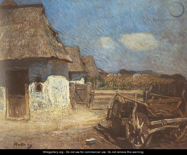 Peasant Yard with Cart 1912 - Simon Hollosy
