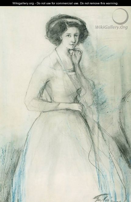 Woman in Long Robe - Lajos Gulacsy