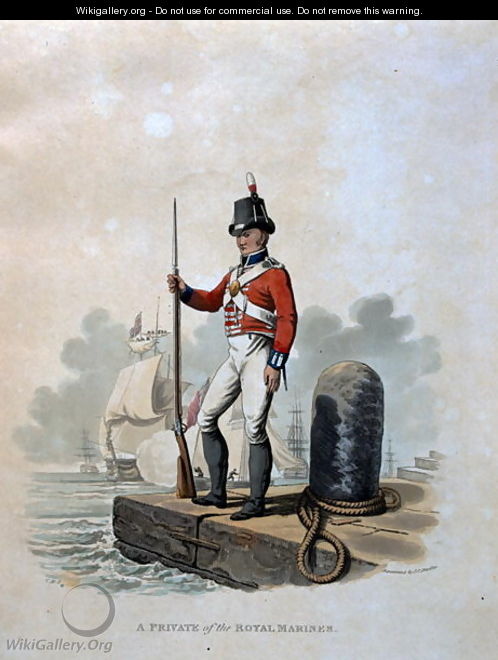 A Private of the Royal Marines, from Costumes of the Army of the British Empire, according to the last regulations 1812, engraved by J.C. Stadler, published by Colnaghi and Co. 1812-15 - Charles Hamilton Smith