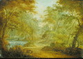 A Wooded Landscape with a Stream and a Fisherman - Thomas Smith of Derby