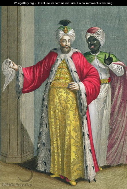 The Grand Lord, in his seraglio with the Kislar Agassi, 18th century - Philippe Simonneau
