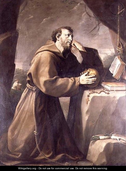 St. Francis of Assisi at Prayer - Giovanni Andrea Sirani