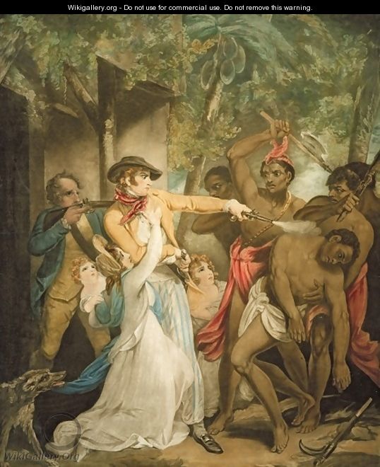 The Settling Family Attacked by Savages, engraved by George Keating 1762-1842 - Henry Singleton