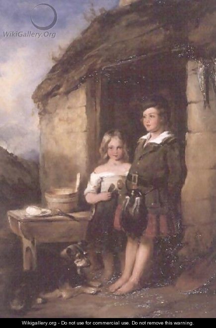 Highland Children at the door of a Bothy, 1846 - William Simson