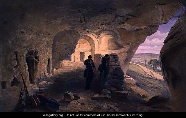 Excavated Church in the Caverns of Inkerman, plate from The Seat of War in the East, pub. by Paul and Dominic Colnaghi and Co., 1856 - William Simpson