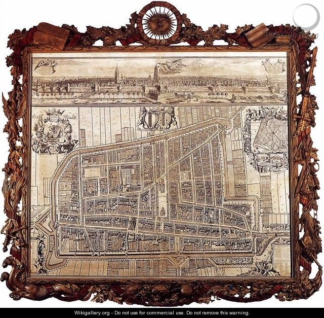 Map and Profile of Delft 1729 - Coenraet Decker