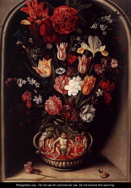 Flower Vase in a Niche c. 1615 - Jacob Woutersz Vosmaer