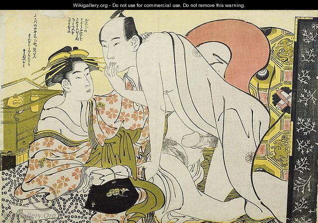 Lovers with hand to mouth, c.1785 - Yushido Shunsho