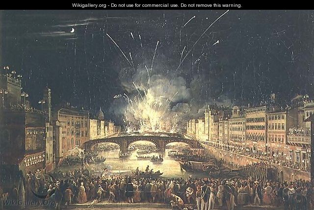 Fireworks over the River Arno - Giovanni Signorini