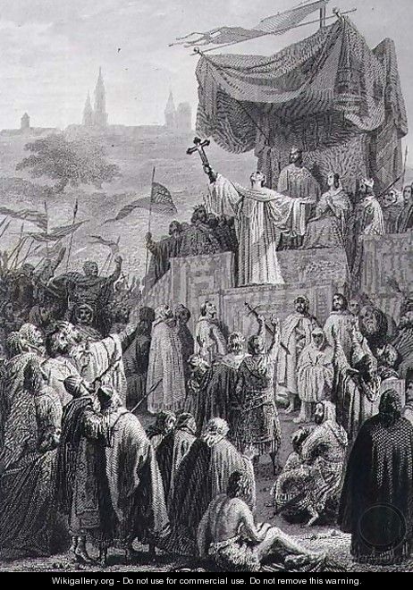 Preaching the Second Crusade, engraved by Alexandre Marie Colin 1798-1875 - Emile Signol