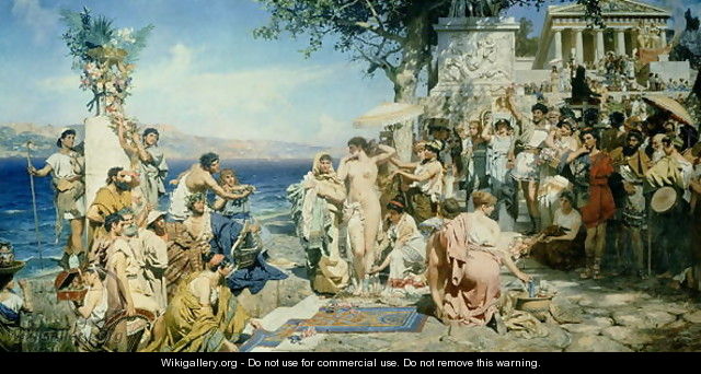 Phryne at the Festival of Poseidon in Eleusin - Henryk Siemieradzki