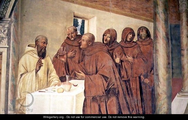 Taking Communion, from the Life of St. Benedict - & Sodoma, G. (1477-1549) Signorelli, L. (c.1441-1523)