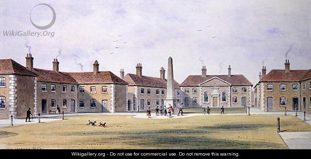 View of Charles Hoptons Alms Houses, 1852 - Thomas Hosmer Shepherd