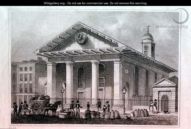 St. Pauls, Covent Garden, illustration for Metropolitan Improvements by the artist, pub. 1827 - Thomas Hosmer Shepherd