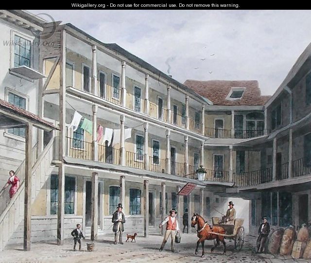 View of Blue Boar Inn yard, no.30 Aldgate, c.1850 - Thomas Hosmer Shepherd