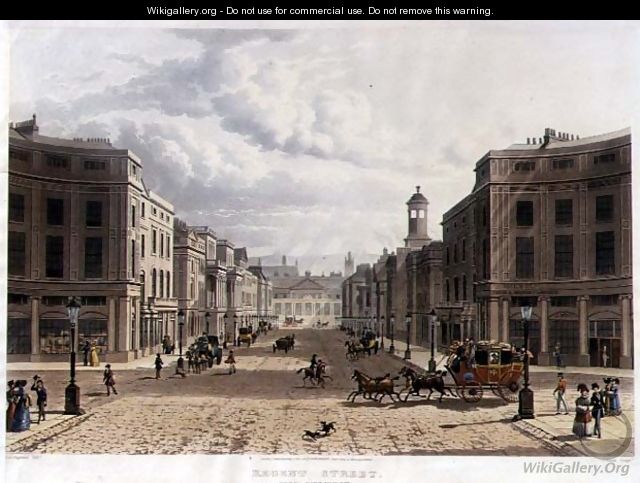 Regent Street, from Piccadilly, engraved by J. Bluck fl.1791-1831, pub. 1822 by Ackermanns Repository of Arts - Thomas Hosmer Shepherd