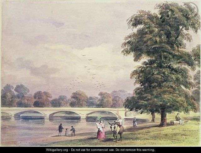 The Bridge between Kensington Gardens and Hyde Park on the Serpentine, 1840 - Thomas Hosmer Shepherd