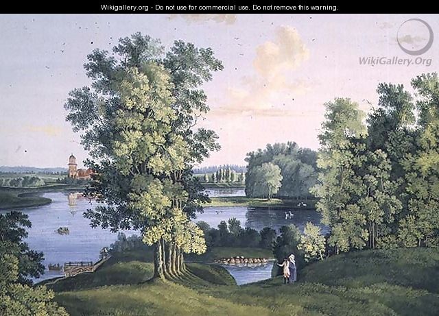 View of the island from the large lake in the park at Tsarskoye Selo, 1777 - Semen Fedorovich Shchedrin