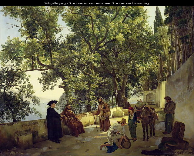 Verandah beside the Sea Shore, Cappucin Monks in the Suburbs of Sorrento, 1827 - Sylvester F. Shedrin