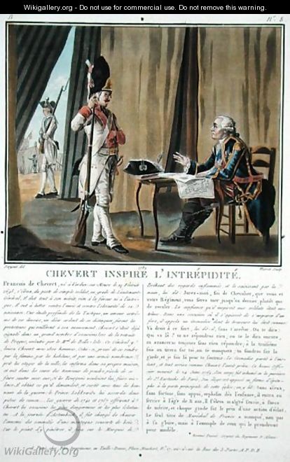Francois Chevert 1695-1769 inspires courage, engraved by Jean Baptiste Morret fl.1790-1820, 1789 - Antoine Louis Francois Sergent-Marceau
