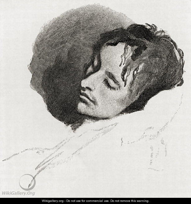 John Keats in his Last Illness, engraved after the sketch by Joseph Severn, from the book The Century Illustrated Monthly Magazine, May to October, 1883 - Joseph Arthur Palliser Severn
