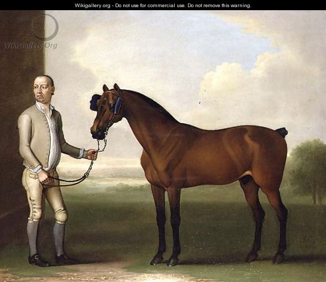 Regulus, a dark bay racehorse with a groom - James Seymour