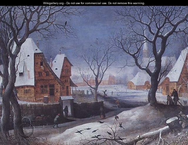 Winter Landscape with Fowlers - Adriaen van Stalbempt
