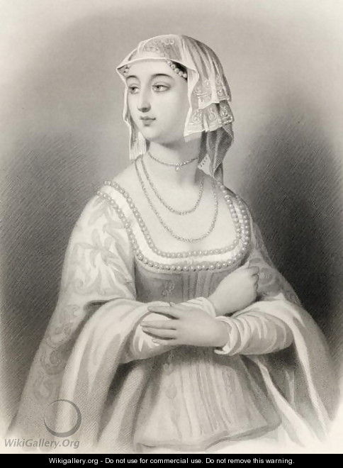 Margret of Anjou 1429-82 illustration from World Noted Women by Mary Cowden Clarke, 1858 - Pierre Gustave Eugene (Gustave) Staal