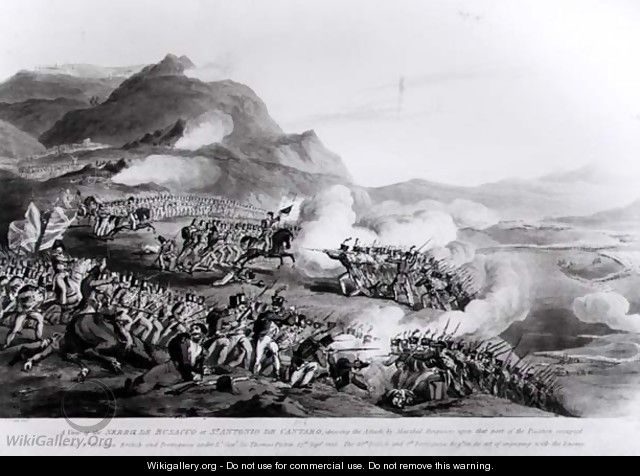 A View of the Serra de Busacco at San Antonio de Cantara showing the attack by Marshal Reigniers upon the British and Portuguese forces under Lt. General Sir Thomas Picton, 27th September 1810, engraved by Charles Turner, 1815 - Thomas Staunton St. Clair