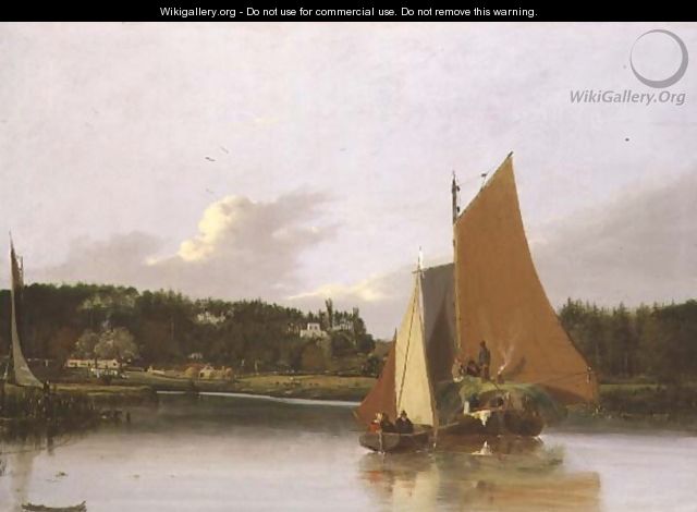 Boats on the Yare near Bramenton, Norfolk, 1828 - Joseph Stannard