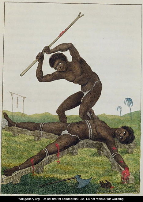 The Execution of Breaking on the Rack, 1793, from Narrative of a Five Years Expedition against the Revolted Negroes of Surinam 1772-77, published 1813 - John Gabriel Stedman