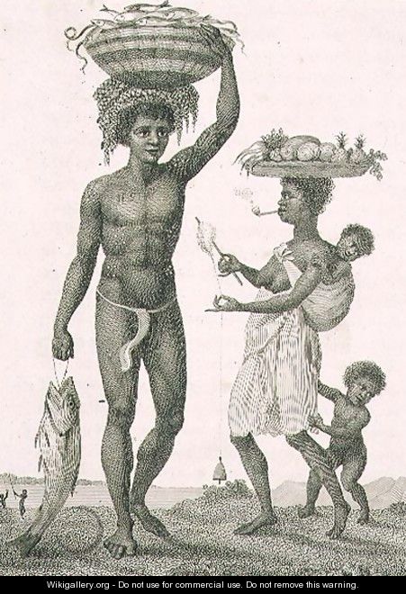 Family of Negro Slaves from Loango, 1792, plate 69 from Narrative of a Five Years Expedition against the Revolted Negroes of Surinam, engraved by William Blake 1757-1827 pub. 1806 - John Gabriel Stedman