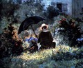 Detail of a Gentleman reading in a garden - Carl Spitzweg