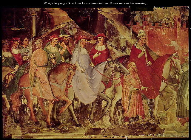 The History of Pope Alexander III 1105-81- The Entrance of the Pope and Emperor Frederick Barbarossa c.1123-90 into Rome, 1407 2 - Luca Spinello Aretino