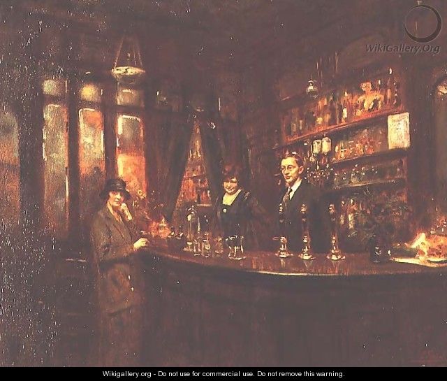 Interior of a pub in Chelsea, 1925 - Leon Sprinck